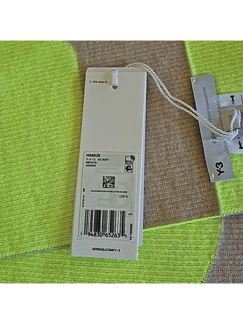 Y-3 Neon Yellow and Beige Unisex Scarf